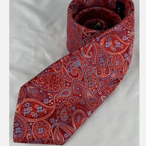 Ted Baker London Ped Paisley Textured Silk Neck Tie Hand Tailored USA - Picture 1 of 5